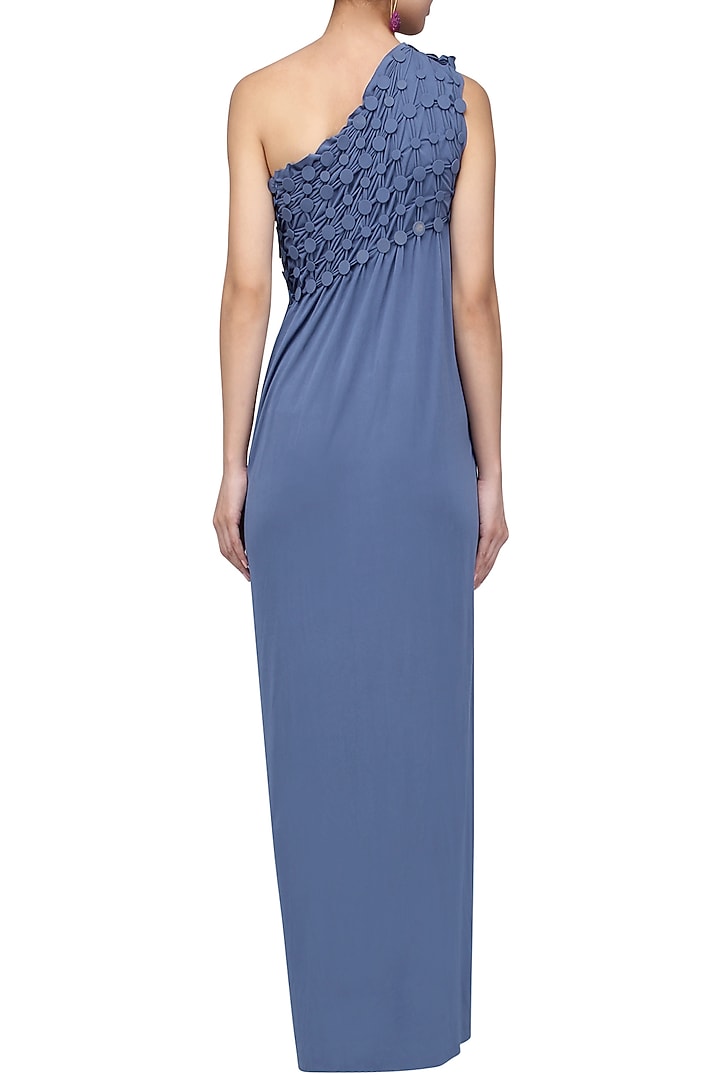 Royal blue embellished one shoulder maxi dress available only at Pernia's Pop Up Shop.