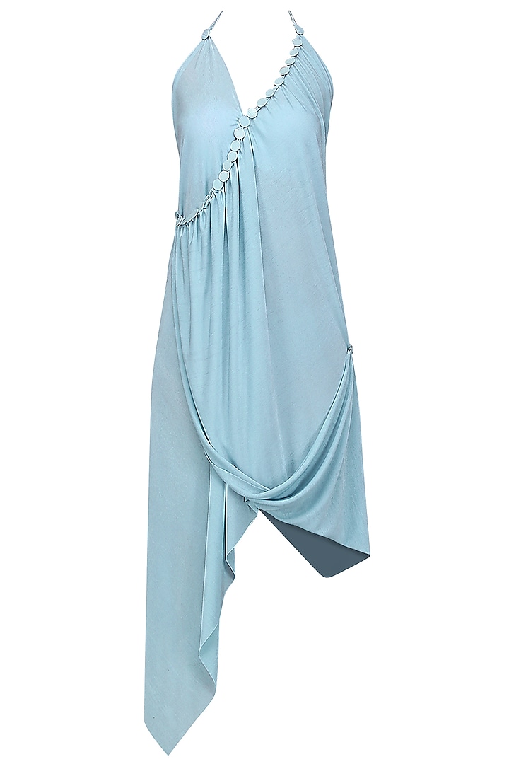 Light Blue Embellished Aysmmetric Dress by Anuj Sharma
