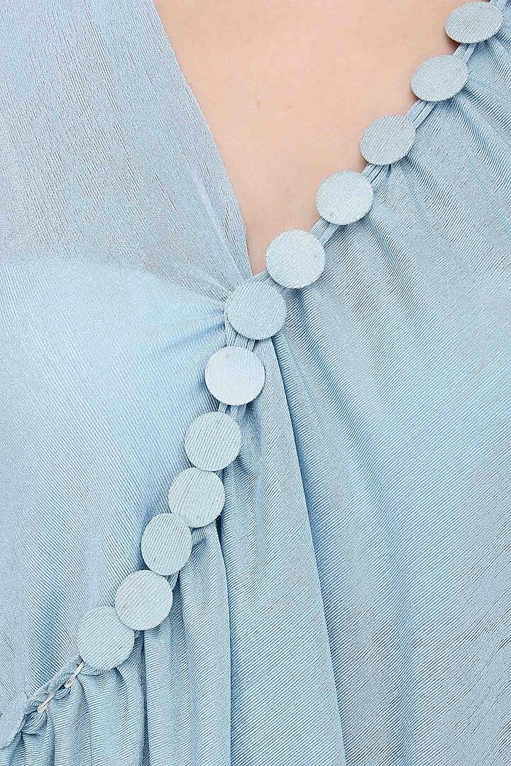 Light blue embellished aysmmetric dress available only at Pernia's Pop Up Shop.
