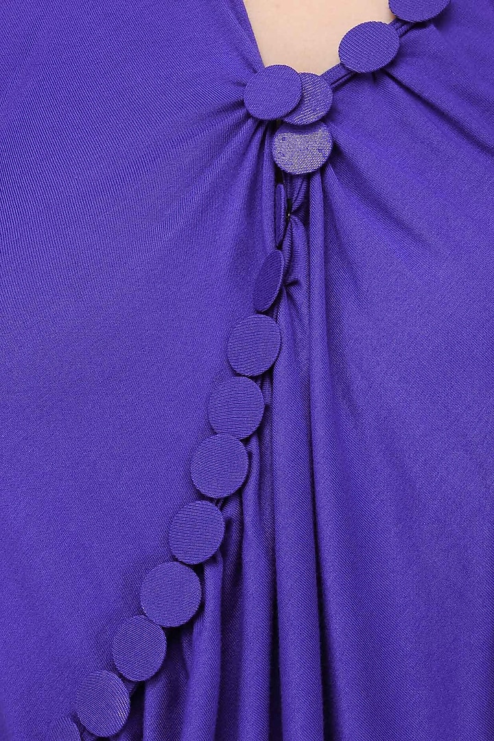 Royal blue embellished asymmetric halter dress available only at Pernia's Pop Up Shop.