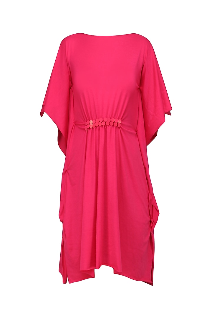 Pink Pinched Waist Embellished Dress by Anuj Sharma