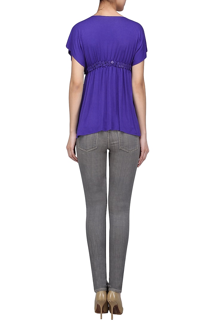 Royal blue pinched waist embellished short top available only at Pernia's Pop Up Shop.