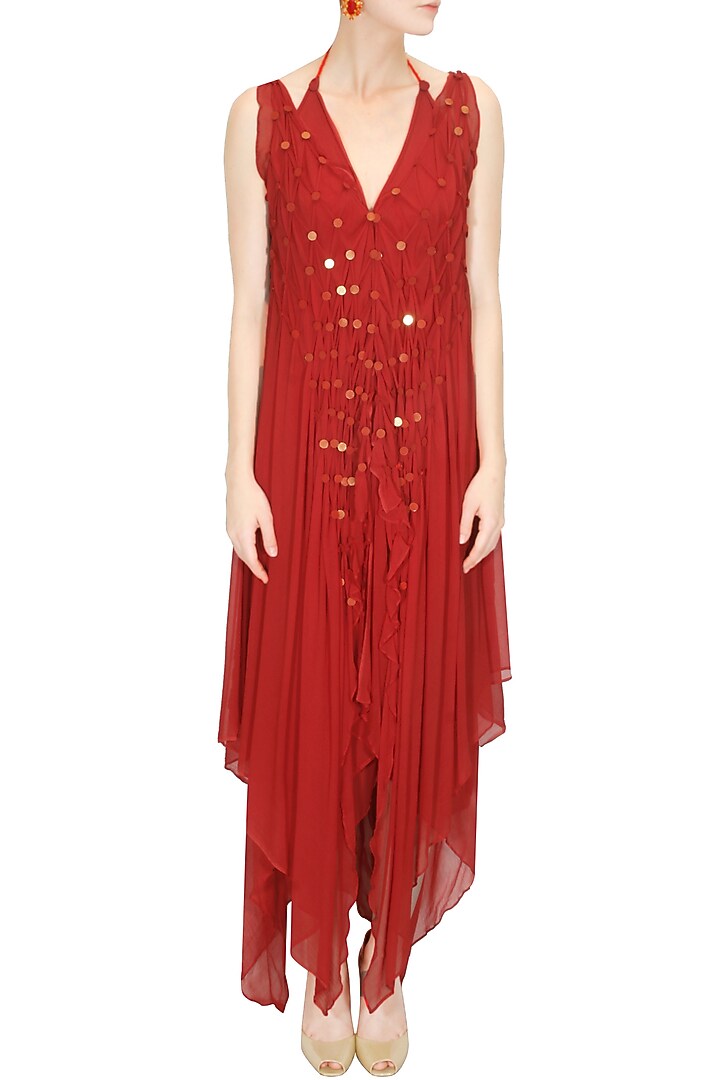 Red sequins work halter dress available only at Pernia's Pop-Up Shop.