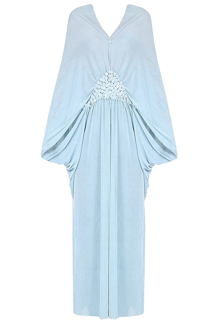 Sky Blue Half Moon Poncho Dress by Anuj Sharma