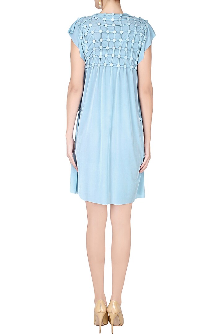 Sky blue ruffled shift dress available only at Pernia's Pop Up Shop.