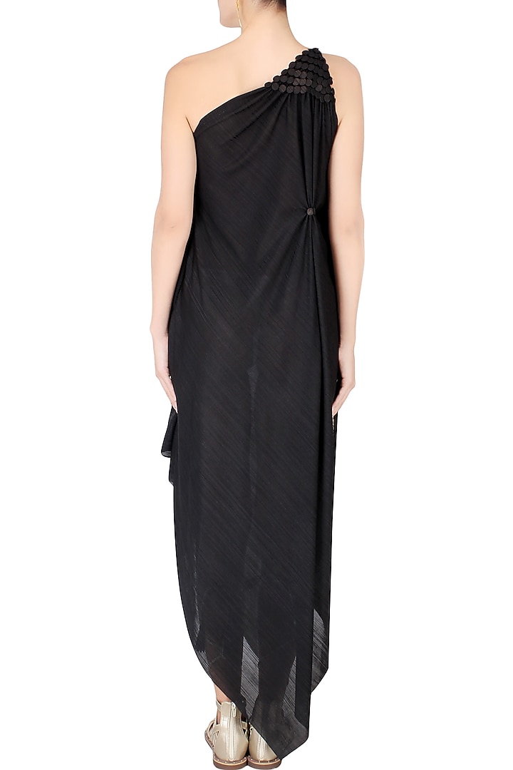Black asymmetric one shoulder dress available only at Pernia's Pop Up Shop.
