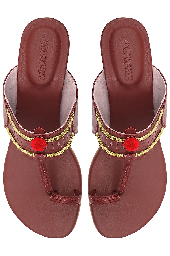 Maroon Classic Kolhapuri Sandals by Aprajita Toor