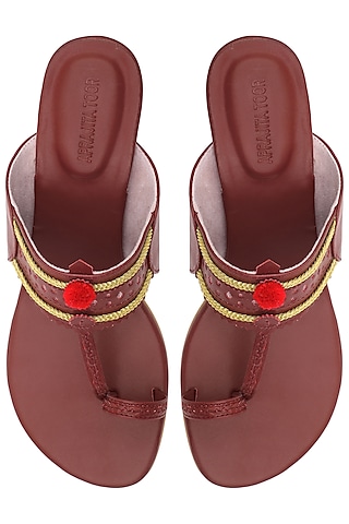 Maroon Classic Kolhapuri Sandals by Aprajita Toor