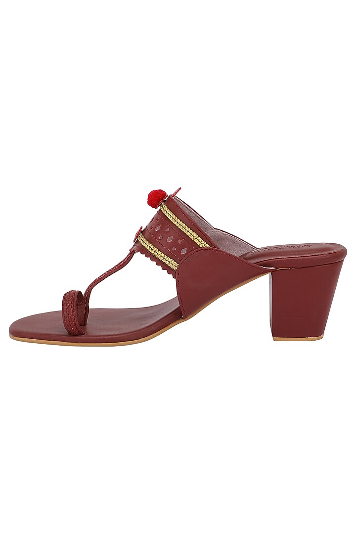 Maroon Classic Kolhapuri Sandals available only at Pernia's Pop Up Shop.