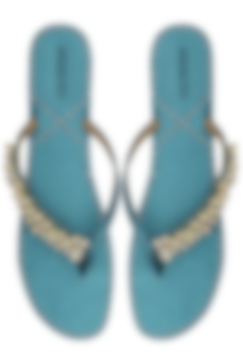 Electric Blue Classic Kolhapuri Sandal by Aprajita Toor