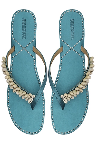 Electric Blue Classic Kolhapuri Sandal by Aprajita Toor