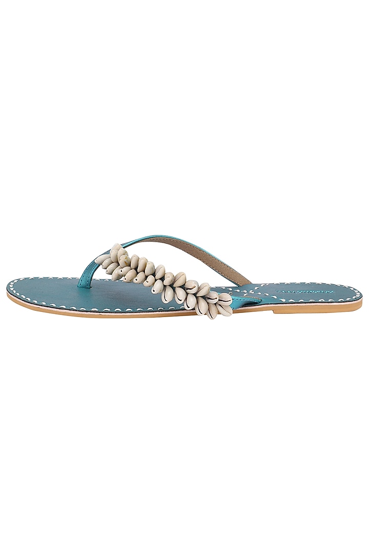 Electric Blue Classic Kolhapuri Sandal available only at Pernia's Pop Up Shop.