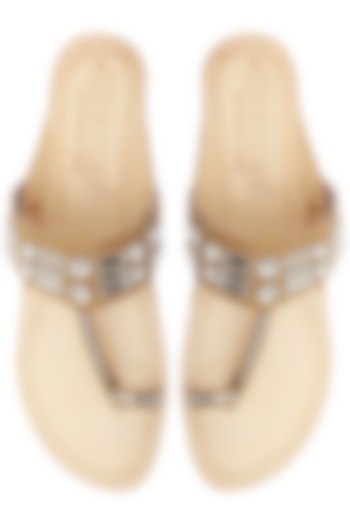 Beige and tan Classic Kolhapuri Sandal available only at Pernia's Pop Up Shop.
