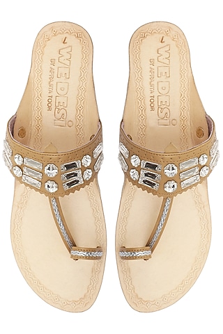 Beige and tan Classic Kolhapuri Sandal by Aprajita Toor