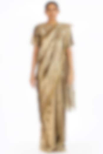 Silver & Gold Handwoven Longline Saree by Akaaro