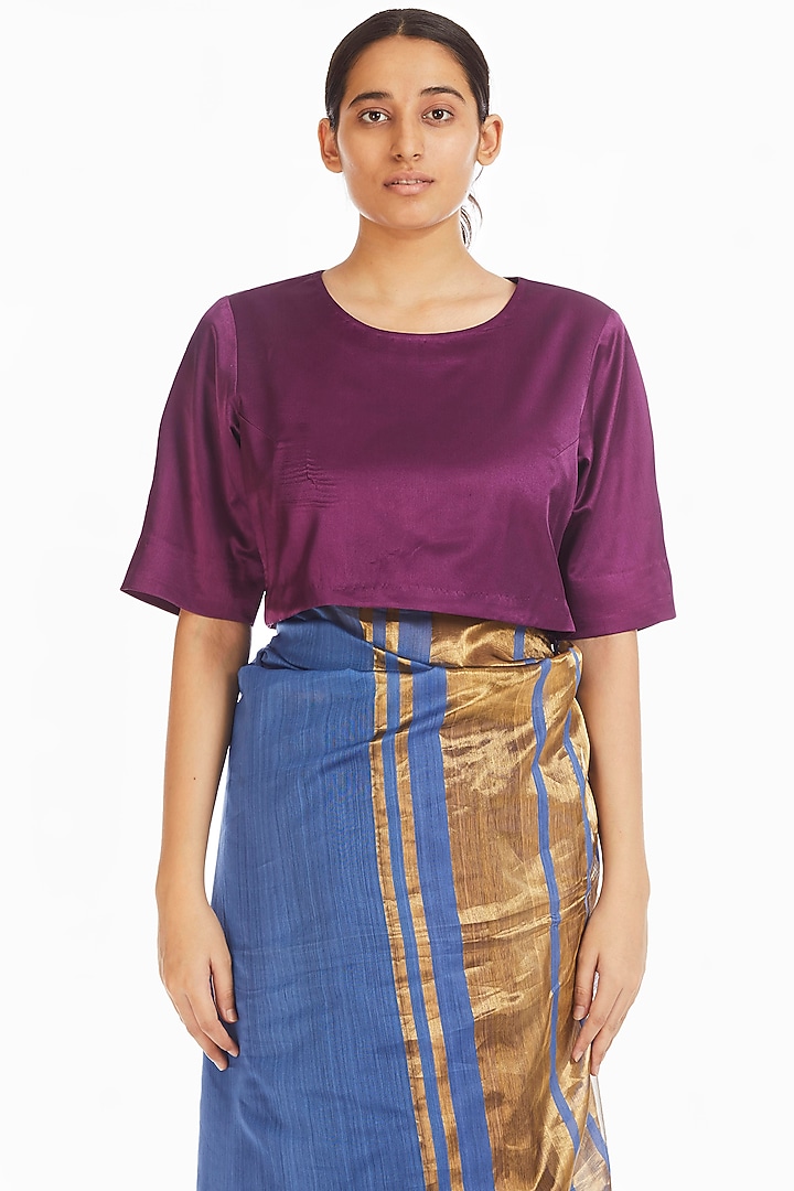 Pink & Purple Handwoven Engineered Party Wear Saree by Akaaro at Pernia's Pop Up Shop