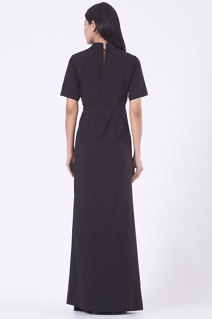 Black Draped Saree Summer Dress by Aakaar at Pernia's Pop Up Shop