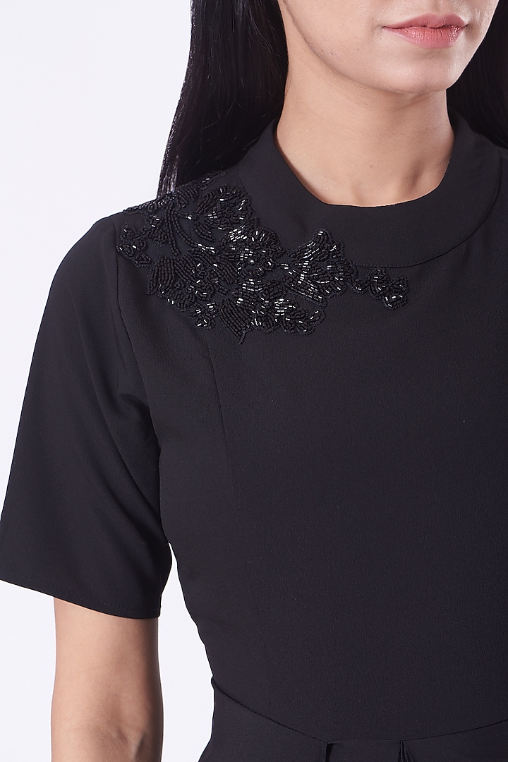 Black Draped Saree Summer Dress by Aakaar at Pernia's Pop Up Shop