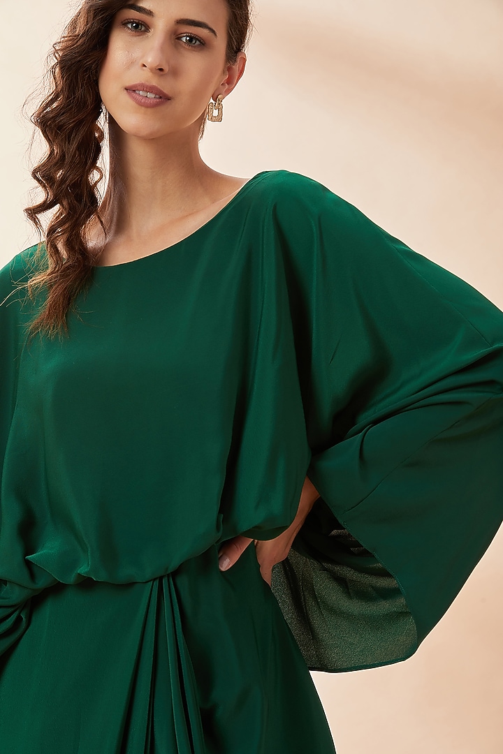 Emerald Green Draped Summer Dress by Aakaar at Pernia's Pop Up Shop