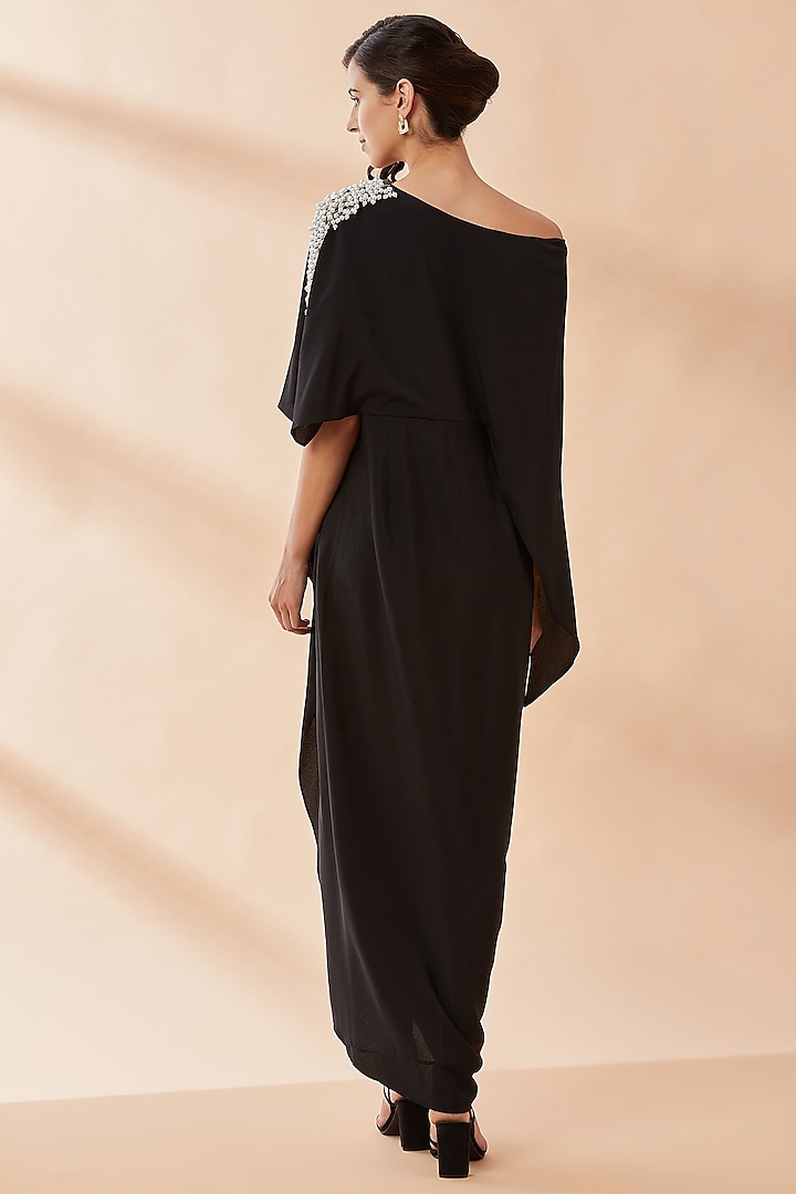 Black Embroidered Summer Dress by Aakaar at Pernia's Pop Up Shop