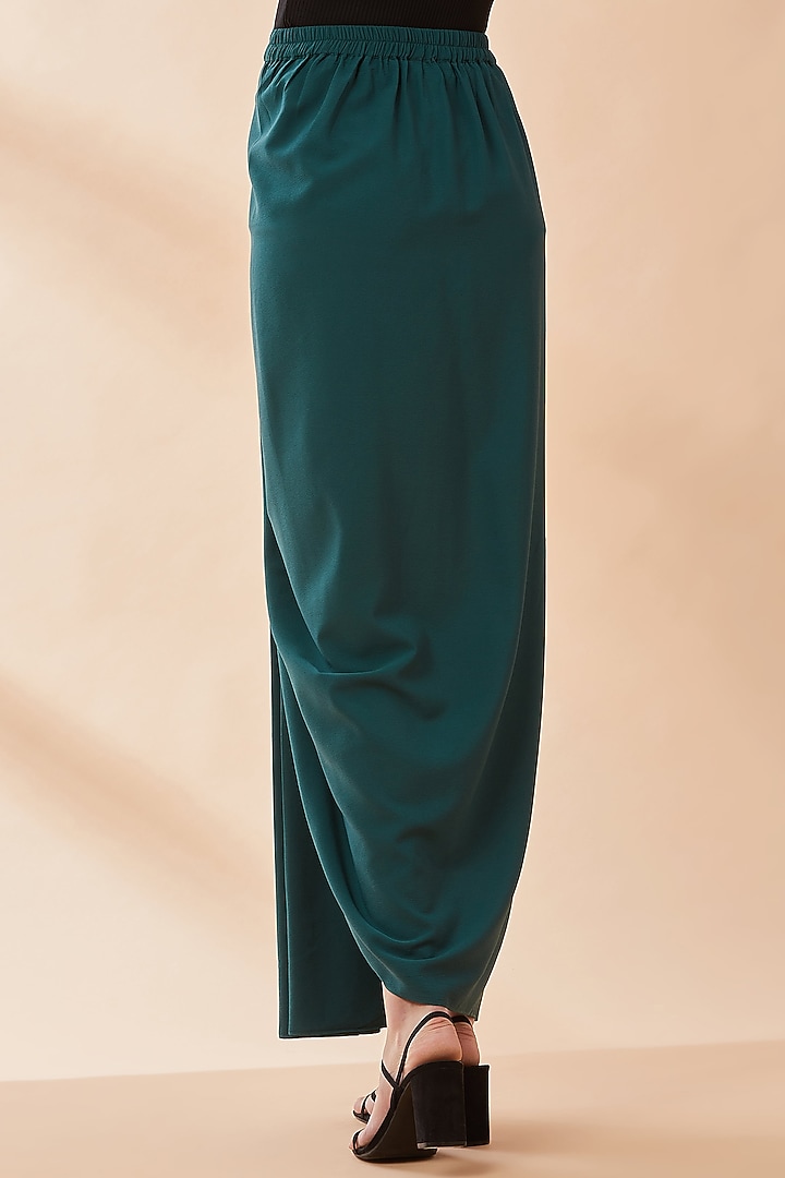 Bottle Green Pre-Pleated Draped Skirt by Aakaar at Pernia's Pop Up Shop