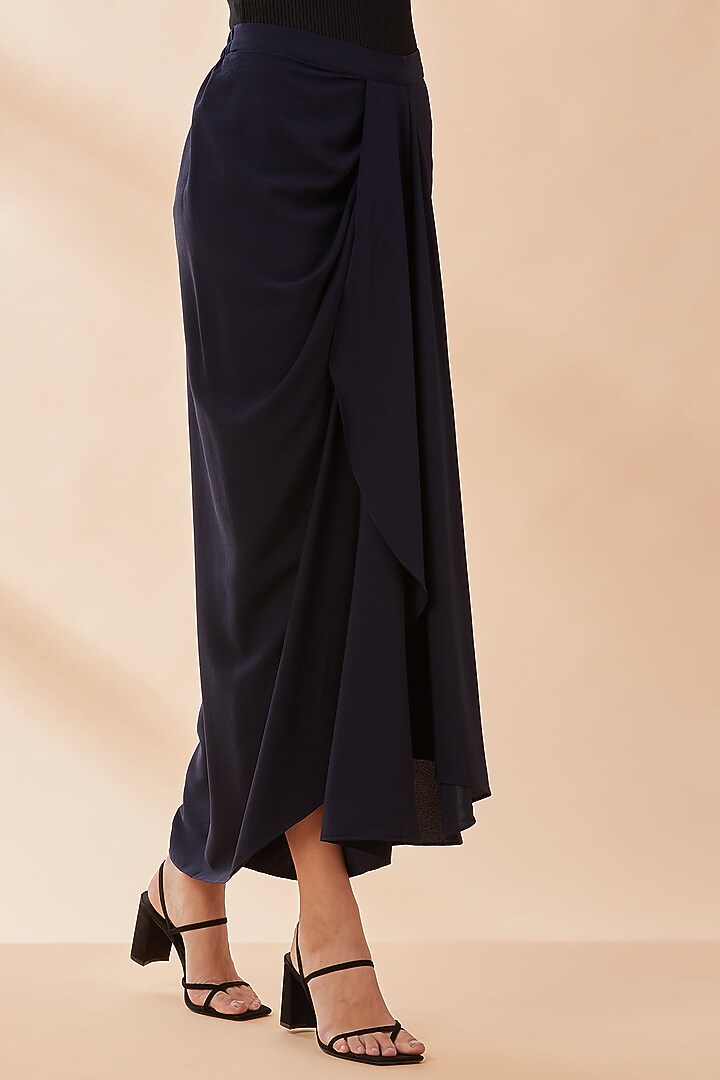 Spectrum Blue Moss Crepe Skirt by Aakaar at Pernia's Pop Up Shop