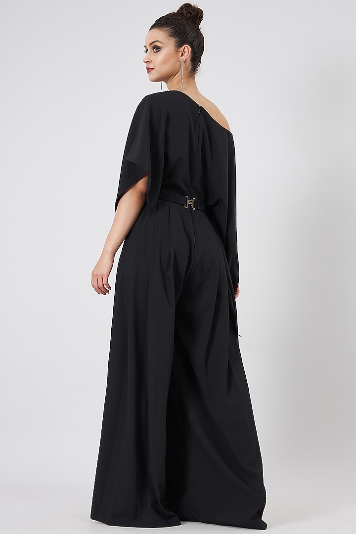 Black Moss Crepe Jumpsuit by Aakaar at Pernia's Pop Up Shop