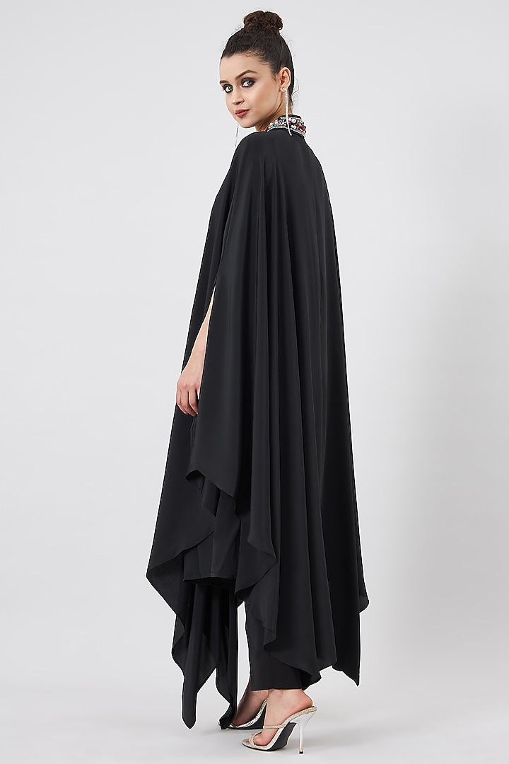 Black Silk Crepe Kaftan Set by Aakaar at Pernia's Pop Up Shop
