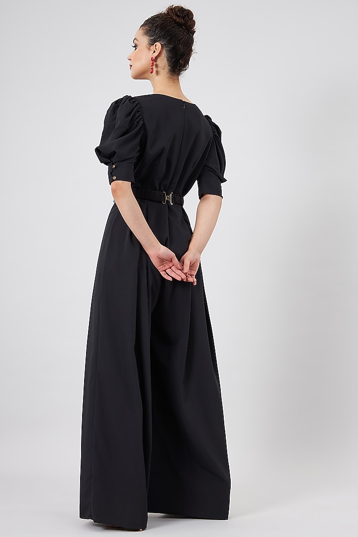 Black Silk Crepe Jumpsuit by Aakaar at Pernia's Pop Up Shop
