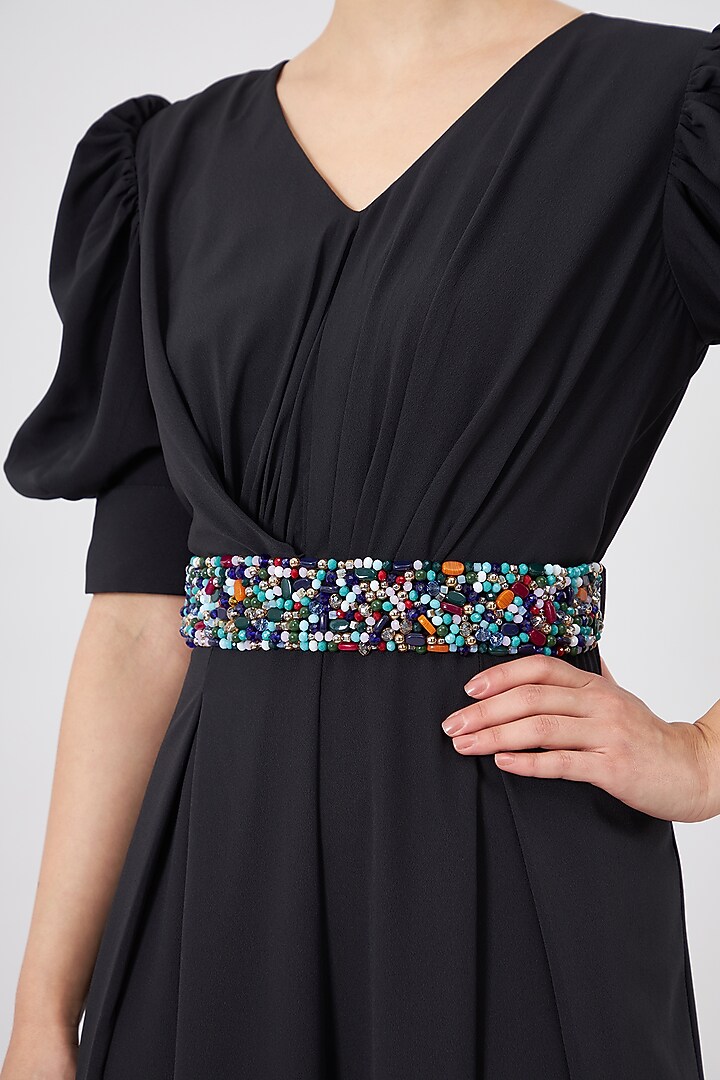 Black Silk Crepe Jumpsuit by Aakaar at Pernia's Pop Up Shop