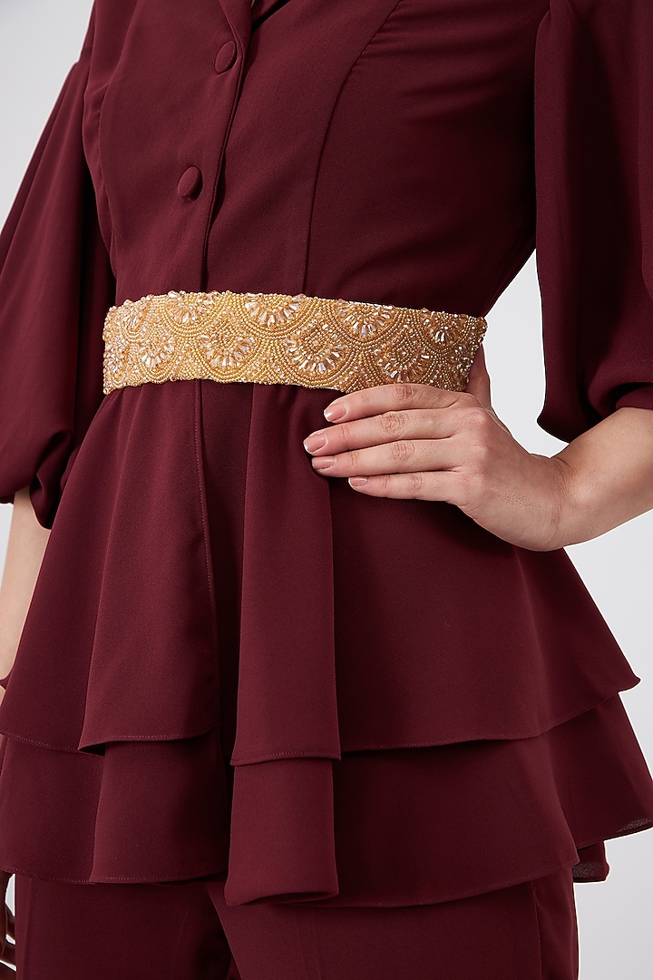 Wine Moss Crepe Co-Ord Set by Aakaar at Pernia's Pop Up Shop