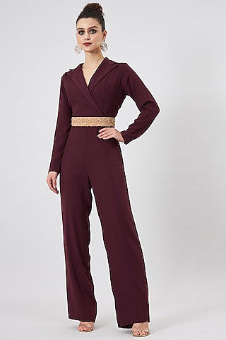 Ruby Moss Crepe Jumpsuit by Aakaar