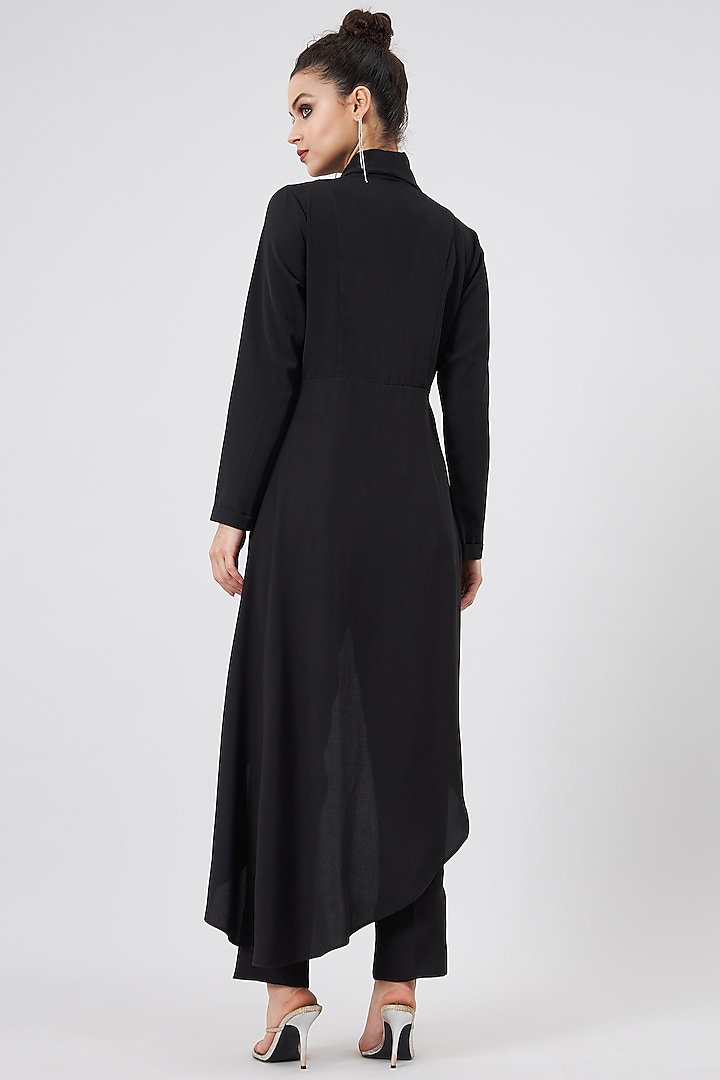 Black Moss Crepe Embellished Blazer Set by Aakaar at Pernia's Pop Up Shop