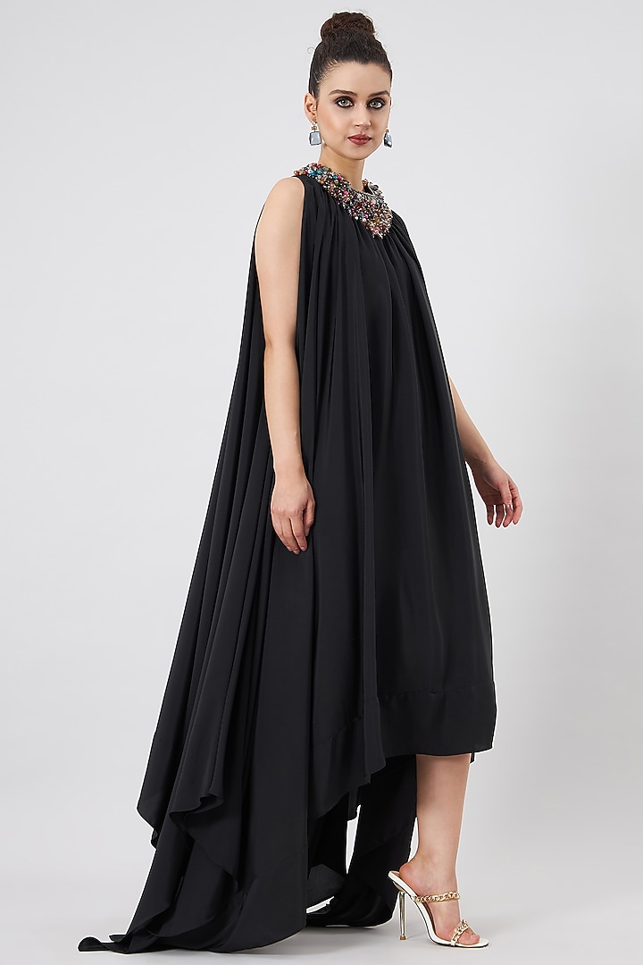 Black Silk Crepe Embroidered Handkerchief Dress Design by Aakaar at  Pernia's Pop Up Shop 2026