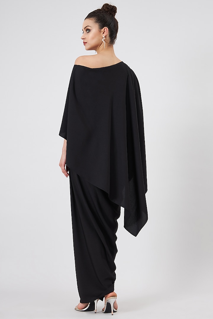 Black Moss Crepe Embellished Summer Dress by Aakaar at Pernia's Pop Up Shop