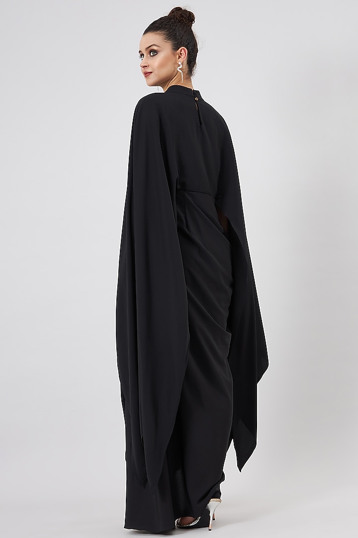 Black Moss Crepe Embellished Summer Dress by Aakaar at Pernia's Pop Up Shop