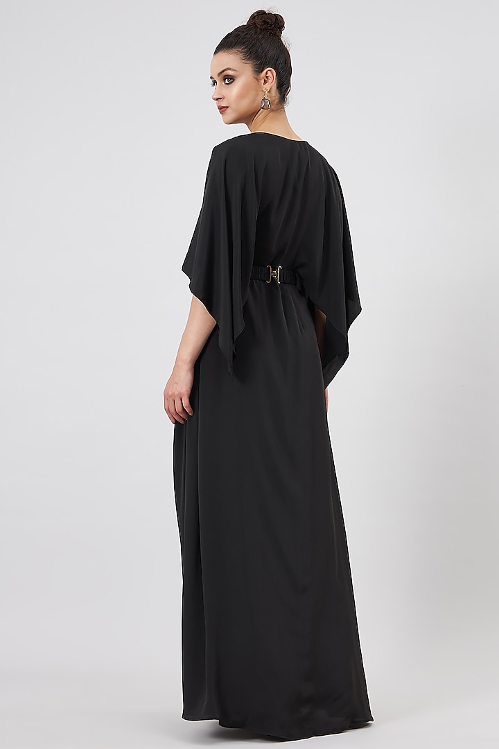 Black Silk Crepe Pleated Summer Dress by Aakaar at Pernia's Pop Up Shop
