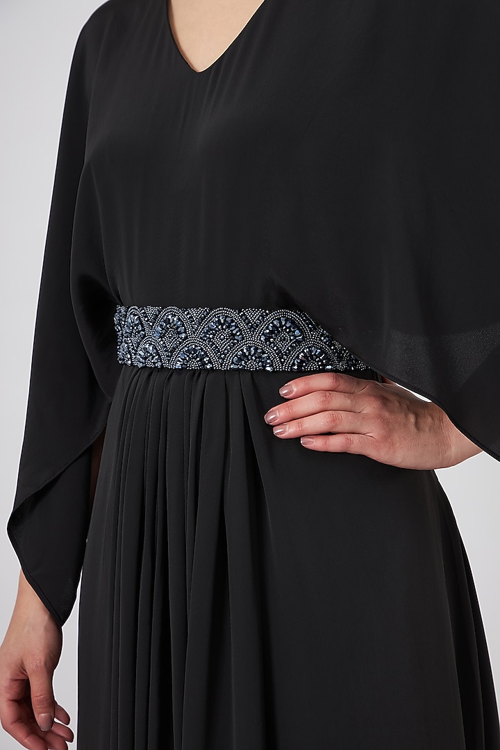 Black Silk Crepe Pleated Summer Dress by Aakaar at Pernia's Pop Up Shop