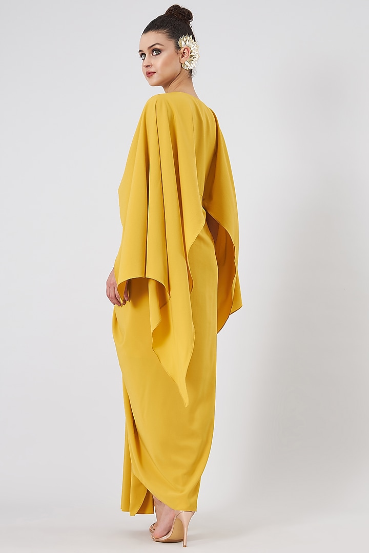 Yellow Moss Crepe Maxi Summer Dress by Aakaar at Pernia's Pop Up Shop