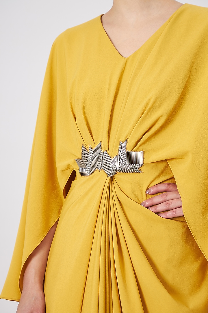 Yellow Moss Crepe Maxi Summer Dress by Aakaar at Pernia's Pop Up Shop