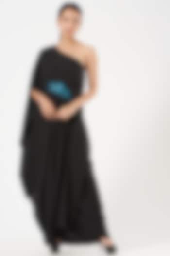 Black Embroidered One-Shoulder Summer Dress by Aakaar at Pernia's Pop Up Shop