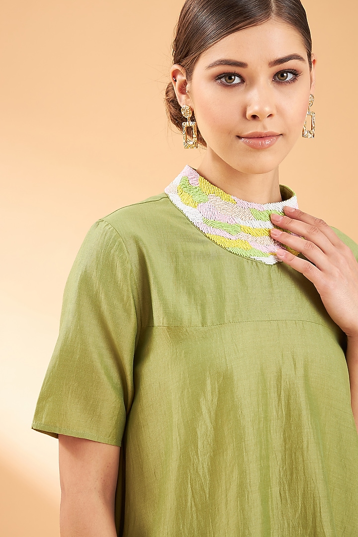 Lime Green Embroidered Co-Ord Set by Aakaar at Pernia's Pop Up Shop