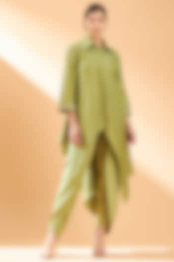 Lime Green Cotton Silk Co-Ord Set by Aakaar at Pernia's Pop Up Shop