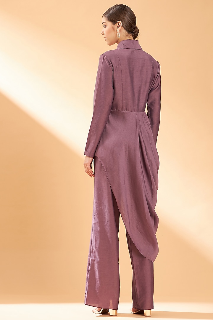 Purple Draped Blazer Set by Aakaar at Pernia's Pop Up Shop