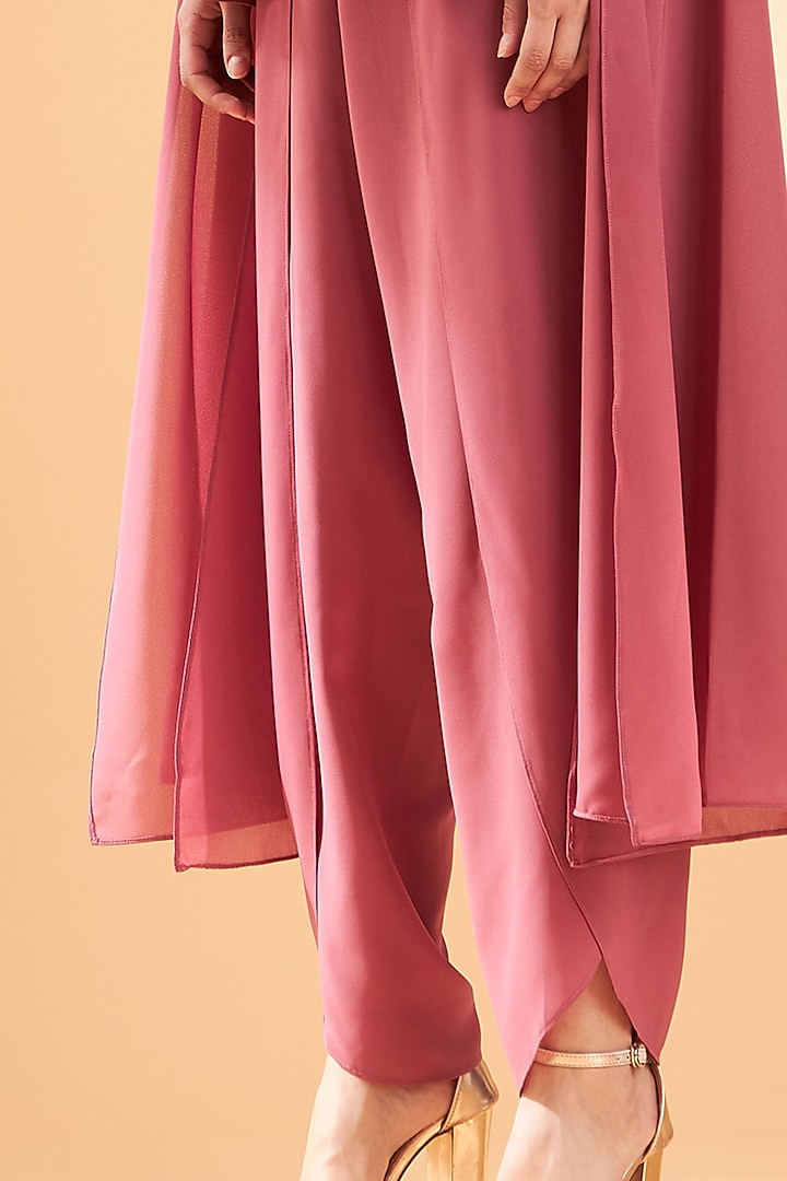Pink Moss Crepe Co-Ord Set With Belt by Aakaar at Pernia's Pop Up Shop