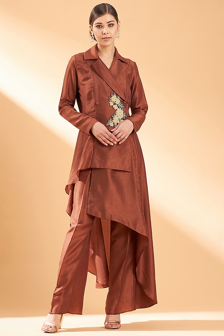 Copper Matka Silk Co-Ord Set by Aakaar at Pernia's Pop Up Shop