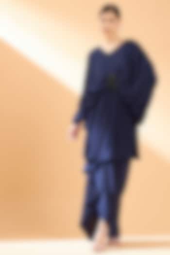 Navy Blue Crepe Co-Ord Set by Aakaar at Pernia's Pop Up Shop