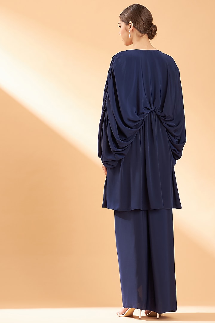 Navy Blue Crepe Co-Ord Set by Aakaar at Pernia's Pop Up Shop