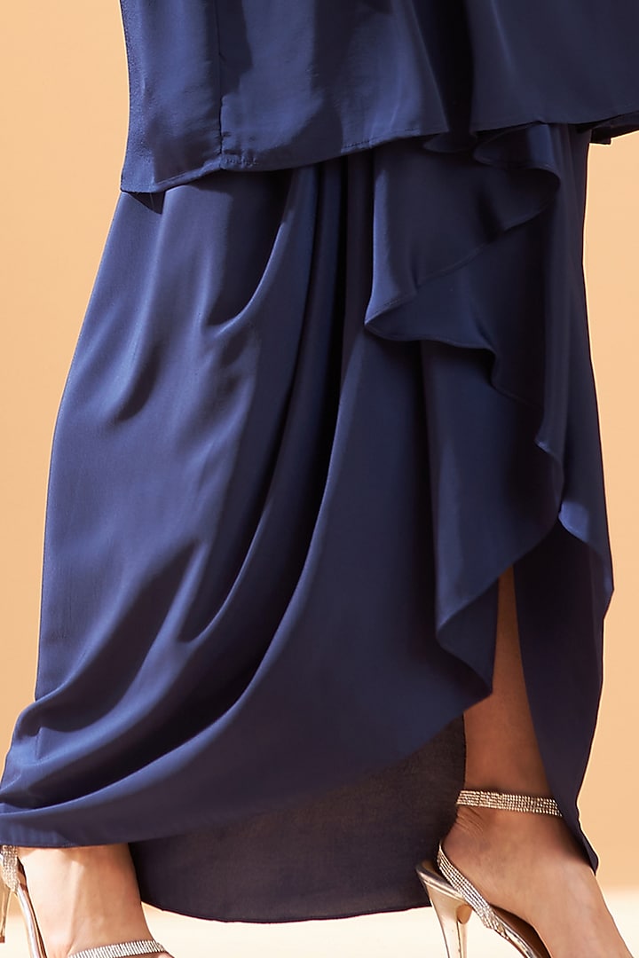Navy Blue Crepe Co-Ord Set by Aakaar at Pernia's Pop Up Shop