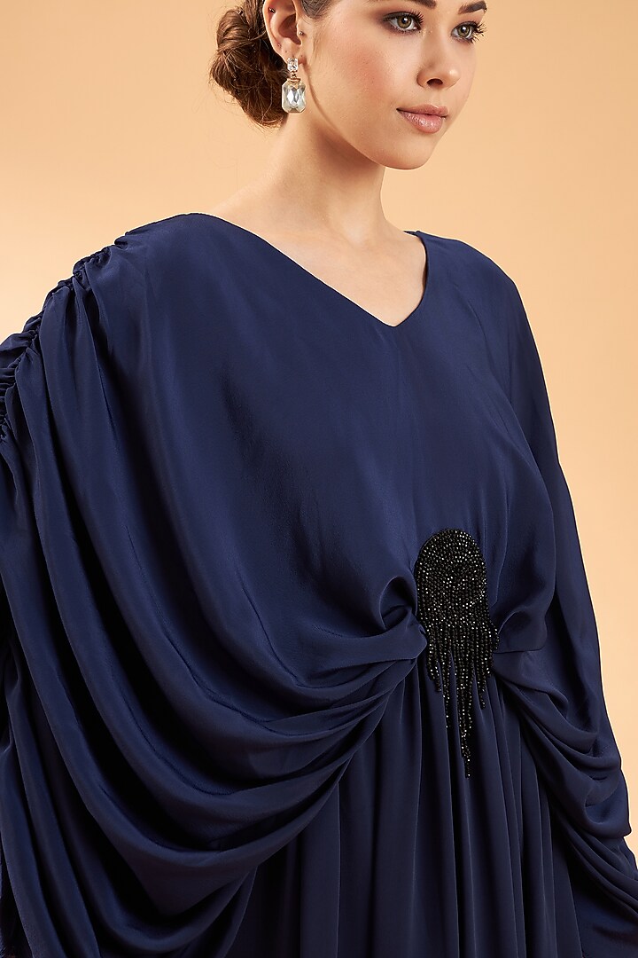 Navy Blue Crepe Co-Ord Set by Aakaar at Pernia's Pop Up Shop